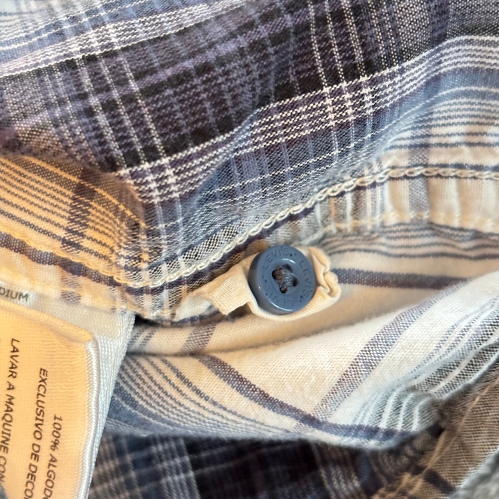 Levi Strauss Mens Medium Plaid Western Button Up Shirt Two Horse Brand 19537 - Picture 9 of 12